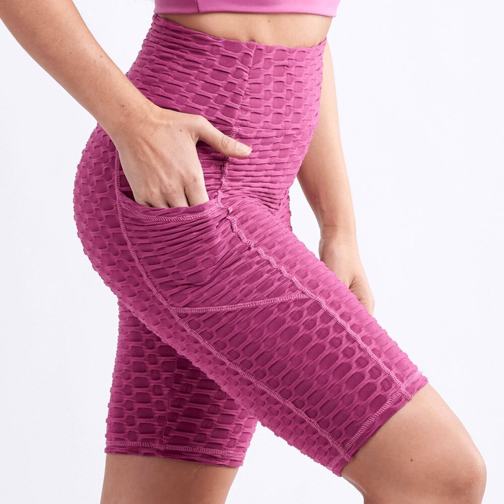 Callisto Collection High-Waisted Scrunch Yoga Shorts Rose Dust